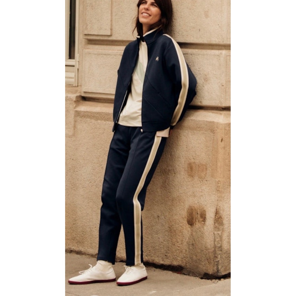 Tracksmith Federation Tracksuit Set Navy Blue Full Zip Jacket & Pants Womens XL